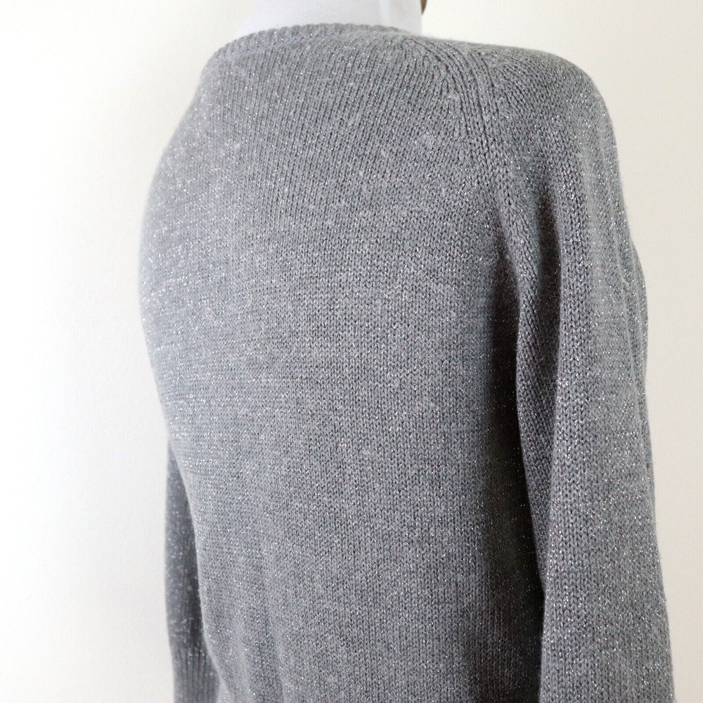 Sundance Size M Metallic Knit Crop Cardigan Sweater Button Gray - Picture 5 of 9